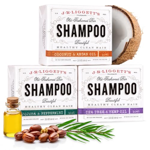 J.R.LIGGETT'S All Natural Shampoo Bar Variety Set 3-Pack, 3.5 oz Each | Tea Tree, Jojoba & Peppermint, and Coconut & Argan Oil Formula