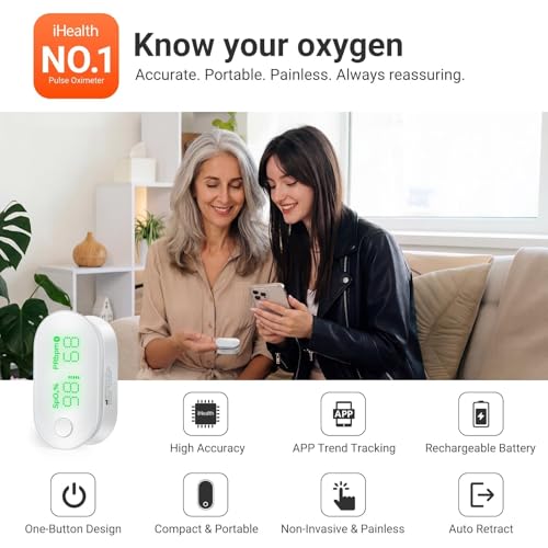 iHealth Rechargeable Bluetooth Fingertip Pulse Oximeter with SpO2