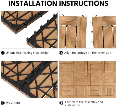 Yaheetech 27PCS Patio Floor Tiles Outdoor Interlocking Deck 12 x 12in,Wood