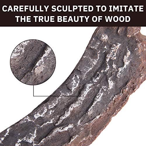 GASPRO Ceramic Logs for Gas Fireplace, 10-Piece Vented Faux Logs for Indoor Natural Gas Fireplace, Large Size