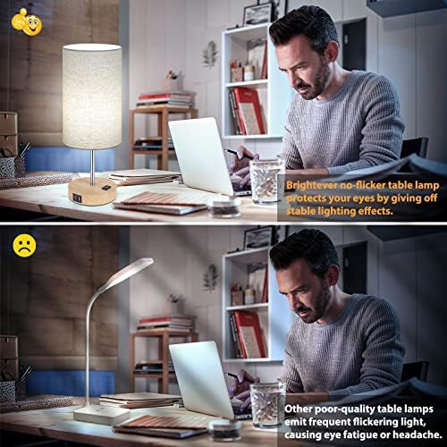Set of 2 Touch Control Table Lamps with 2 USB Charging Ports&AC Outlet