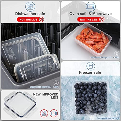 28 Pieces Food Storage Containers with Lids EXTRA LARGE Freezer Containers for Food BPA-Free Meat Fruit Vegetables Plastic Containers with lids