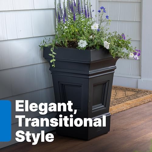 Step2 Atherton Square Planter, Large Planters for Outdoor Plants, Gardening and Flower Pot for Patio or Porch, Efficient Drainage, Durable Plastic