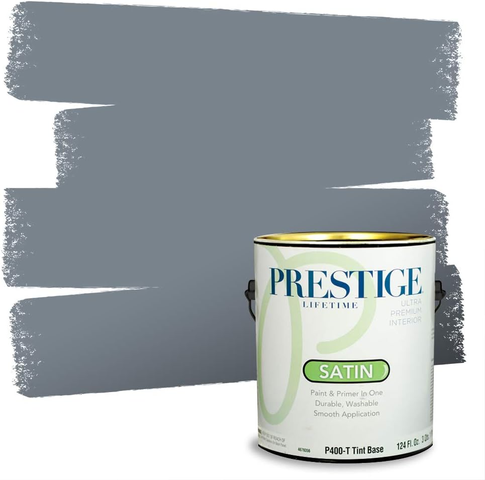 PRESTIGE Paints Exterior Paint and Primer In One, 1-Gallon, Satin, Comparable Match of Sherwin Williams* Tricorn Black*