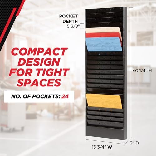 CHAMP Repair Order Rack, 18-Pocket Wall Mount Organizer, Gray