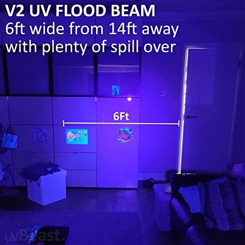 V2 385-395nm Black Light UV Flashlight | High Definition, Flood Effect, Commercial/Domestic Use, Works Even in Ambient Light, USA Stock