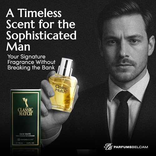 PB ParfumsBelcam Classic Match Green Eau De Toilette Spray for Men – Fresh Chypre Cologne, Bergamot, Basil, Musk, Long-Lasting Masculine Fragrance