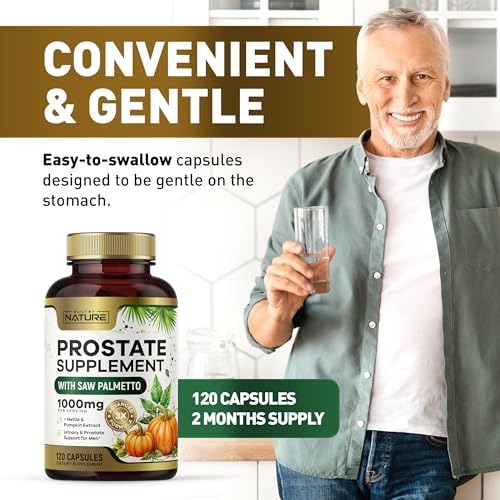 Built by Nature Prostate Supplement for Men, 120 Capsules Saw Palmetto, Advanced 3X Formula, Stinging Nettle and Pumpkin Seed Extract