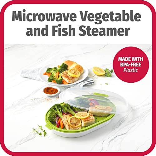 GoodCook Everyday Microwave Food Steamer – Vegetable & Fish Cooker, Preserves Vitamins & Nutrients, Quick Dinner & Meals, Adjustable Steam Release Vent