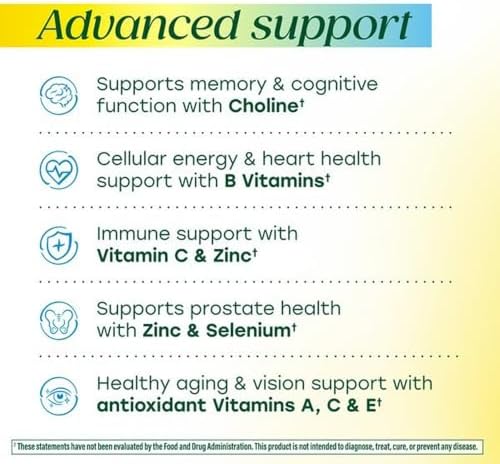 MegaFood Advanced Multivitamin for Men 40+ Doctor Formulated, 120 Tablets | Immune Support, Cellular Energy, Prostate & Brain Health, Choline, Methylfolate Vitamin C, D3, Zinc, Vegetarian, 60 Servings