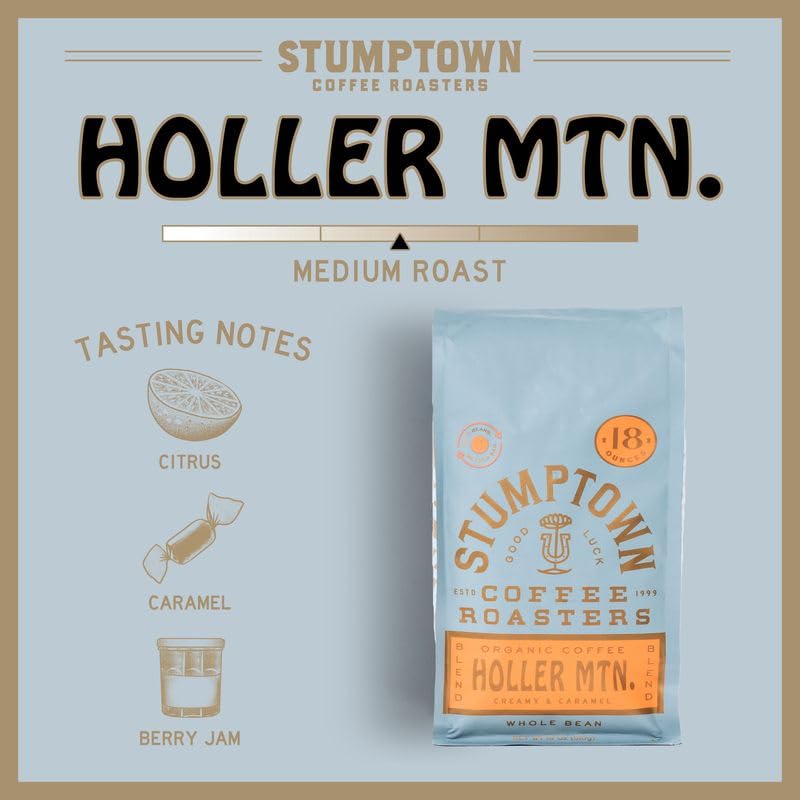 Stumptown Coffee Roasters, Medium Roast Organic Whole Bean Coffee, 100% Arabica Coffee - Holler Mountain 12 Ounce Bag with Flavor Notes of Citrus Zest, Caramel and Hazelnut
