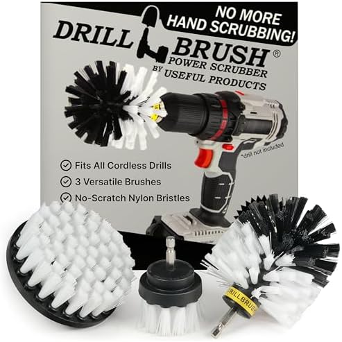 Drillbrush Drill Brush Attachment Set for Bathroom, Tile & Grout Cleaning | Power Scrubber Brush Kit for Bathtub & Shower - All-Purpose Household Cleaning Brushes for Drill - Electric Grout Cleaner Kit