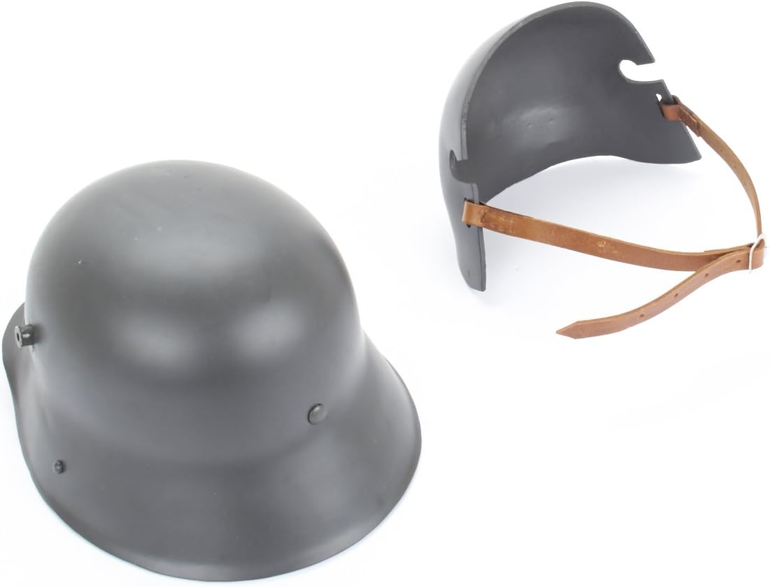 German WWI M16 Stahlhelm Steel Combat Helmet with Stirnpanzer Steel Sniper Brow Plate