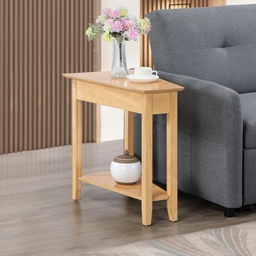 Convenience Concepts American Heritage Wedge End Table 24" - Classic Living Room Table with Storage Shelf, Side Table for Family Room, Bedside Table, Espresso