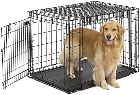 MidWest Homes for Pets Medium Ovation Double Door 30-inch Folding Metal Dog Crate, Front and Up & Away Side Doors, Space-Saving Design