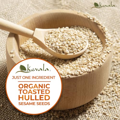 Kevala Organic Toasted Sesame (Hulled) - 2 lb, Gluten Free Roasted Sesame | 32 oz, Roasted Sesame Seeds for a Tahini Paste, Kosher