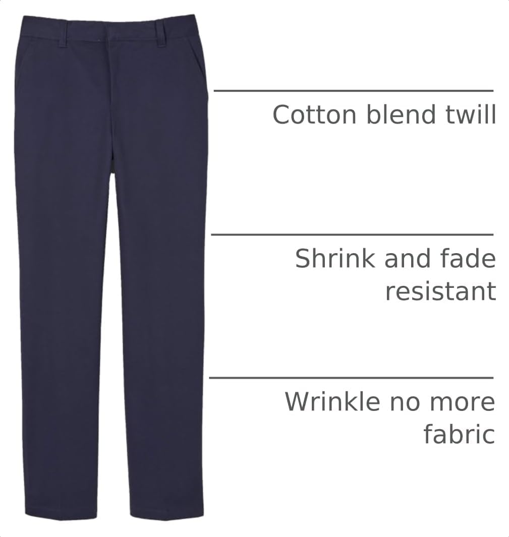 French Toast Boys' Adjustable Waist Relaxed Fit Twill Pant | school uniform pants, no need to iron, double knees for durability, typically fit boys ages 2-14