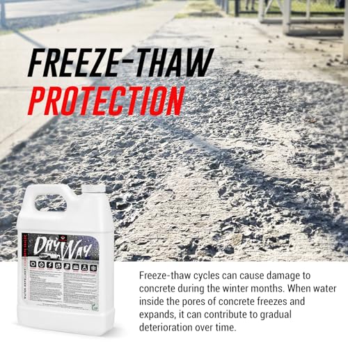 DryWay Silane Siloxane Penetrating Concrete Driveway Sealer, Natural Finish | Breathable Water-Repellent Concrete Sealer for Brick, Pavers, Patios, Pool Decks & Outdoor Concrete - Non-Film Forming