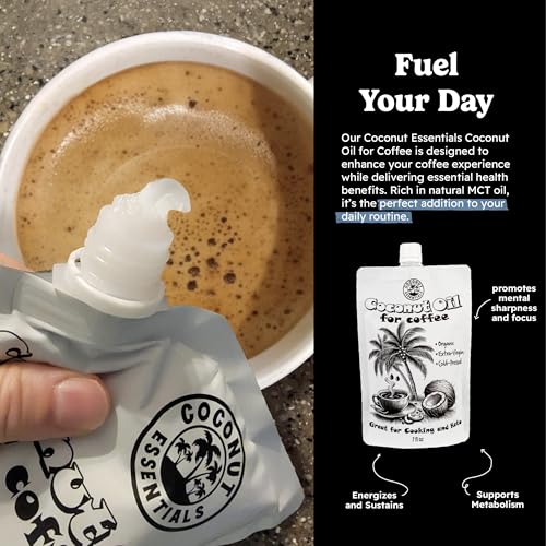 Coconut Essentials - Organic Coconut Oil for Coffee, Cold-Pressed, MCT Oil for Weight Loss, Brain & Digestive Health, Keto-Friendly, Natural Slim