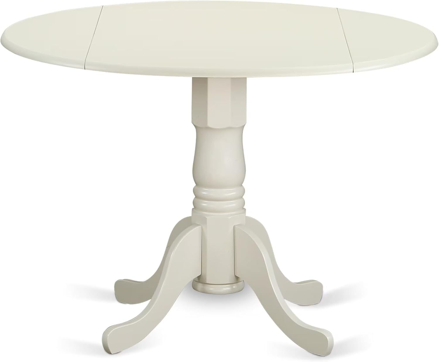 East West Furniture DLBO3-WHI-W 3 Piece Dining Room Table Set Contains a Round Kitchen Table with Dropleaf and 2 Dining Chairs, 42x42 Inch, Linen White