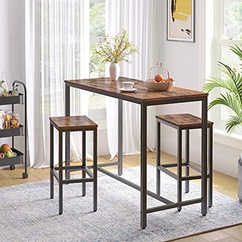 HOOBRO Bar Table, Rectangular Pub Table, 47.2" Counter Height Bar Table, Industrial Bar Height Table, Dining Table for Kitchen, Living Room