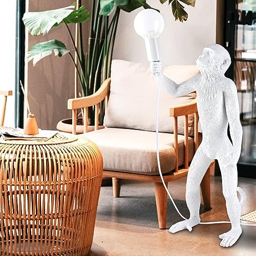 Modern Resin Standing Monkey Table Lamp, Desk Lamp, Animal Lamp, Bedside LED Light for Home Decor, Living Room, Bedroom, Home Office
