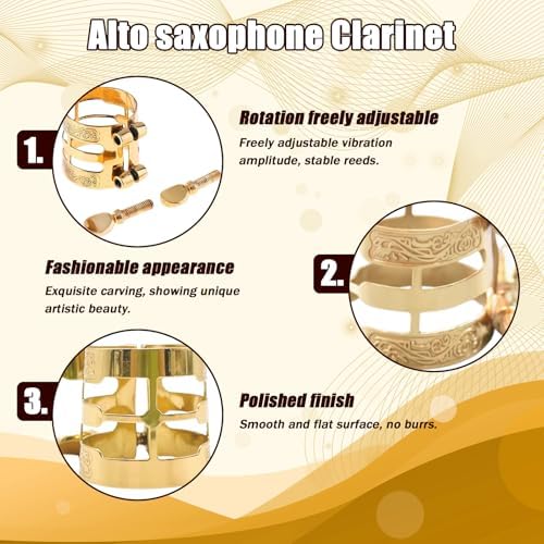 Alto Sax Ligature, Metal Alto Saxophone Ligature,Saxophone Gold Ligature Fastener