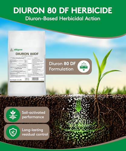 Alligare Diuron 80 DF Herbicide - Pre- & Post-Emergent Weed Killer for Industrial & Non-Crop Areas - Controls Crabgrass, Ryegrass & Broadleaf Weeds - Dry Granules for Ground Application - 5 lb