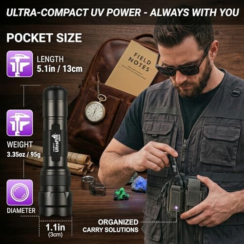 ULTRAFIRE Black Light UV Flashlight, Super Power UV 395-405 nm LED WF-502B Blacklight Flashlights for Leak Detector, Pet Urine Stain