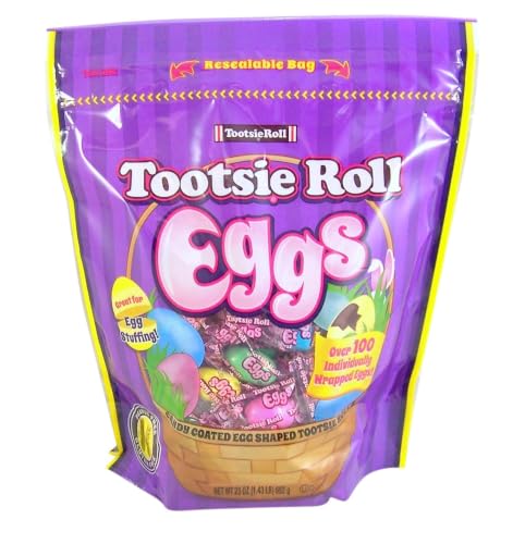 Tootsie Roll Candy Coated Eggs Shaped Wrapped (23 oz. Resealable Bag) | Peanut Free, Gluten Free, Individually Wrapped Sweets, Egg Hunt Treats