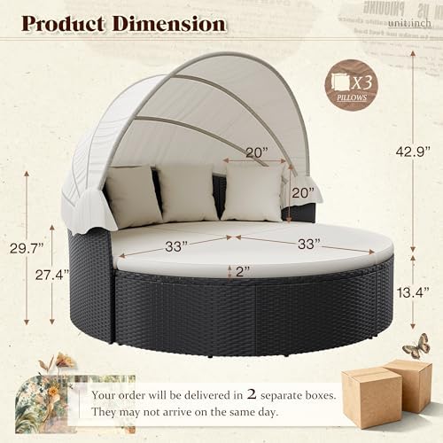 Devoko Patio Furniture Outdoor Round Daybed,Sectional Sofa