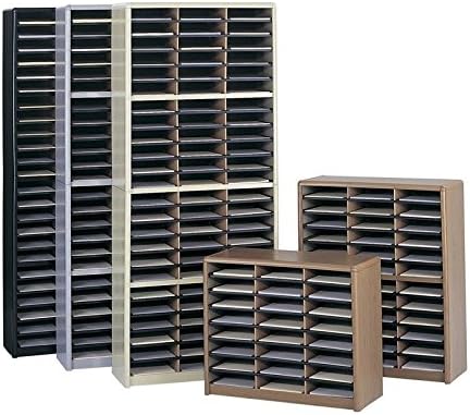 Scranton & Co Filing Cabinet, 72 Compartments, Black Finish, 75" Height, Contemporary Style Organizer for Home or Office Storage