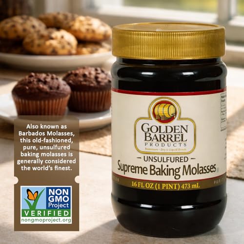 Golden Barrel Unsulfured Blackstrap Molasses, Bulk 128 oz Jug, Rich Robust Molasses for Baking, Cooking & Marinades
