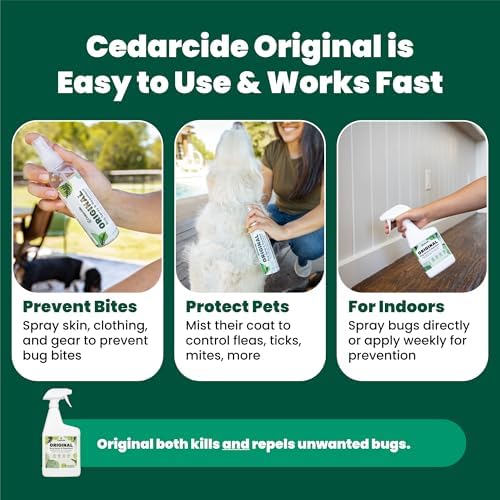 Cedarcide Original Bug Spray | Repel & Kill Fleas, Ticks, Mosquitoes, Mites, Ants & Chiggers | for use on People