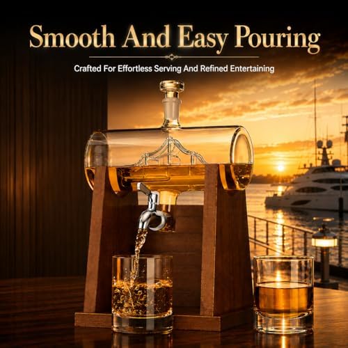 Jillmo Ship Whiskey Decanter Set for Men, 1250ml