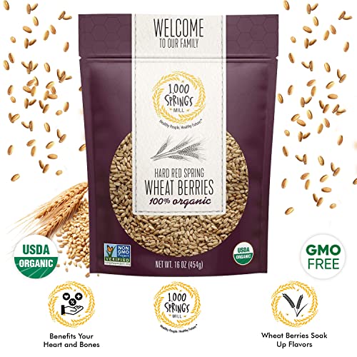 1000 SPRINGS MILL - Organic Hard Red Spring Wheat Berries - Used for Organic Flours, Cereals, Salads