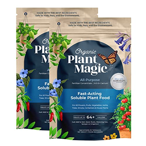 Organic Plant Magic Fertilizer & Plant Food for House Plants & Garden 1/2lb | Makes 32+ Gal of Organic Water Soluble Fertilizer for Plant Growth use on Vegetables, Flowers, Gardens & Indoor House Plants