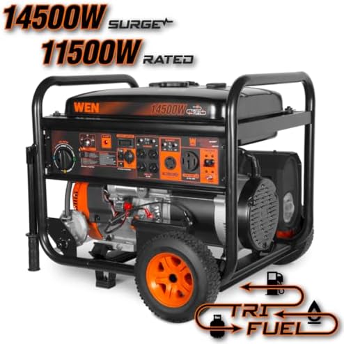 WEN 11,000-Watt 120V/240V Dual Fuel Portable Generator with Wheel Kit and Electric Start (DF1100T)
