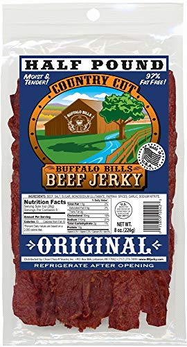 Buffalo Bills Mesquite Country Cut smoked Beef Jerky, Moist & Tender, 8 Oz | Mesquite Beef Jerky, Made In USA, High Protein, Low Carb, For Work, Trips, On-The-Go Snacking, Smoky Flavor, Hot Snacks