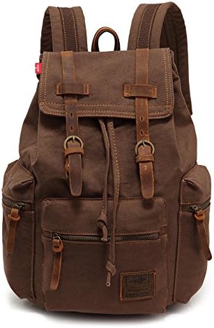 AUGUR High Capacity Canvas Vintage Backpack - for School College Hiking Travel 12-17" Laptop