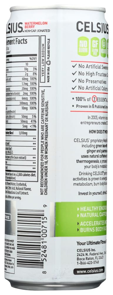 CELSIUS Sparkling Peach Vibe, Functional Essential Energy Drink 12 Fl Oz (Pack of 4)