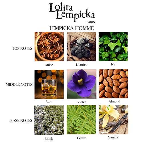 Lolita Lempicka Homme Eau De Toilette Spray for Men - Fresh Masculine Scent w/Woody Notes of Cedar, Rum, Vanilla