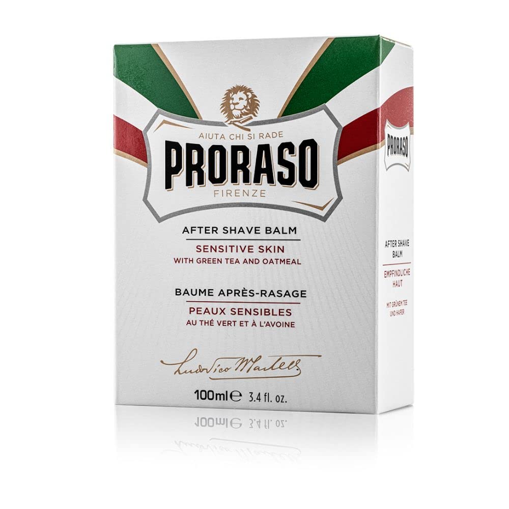 Proraso After Shave Balm for Men, Sensitive Skin Moisturizer with Oatmeal and Green Tea, 3.4 Fl Oz (Pack of 1)