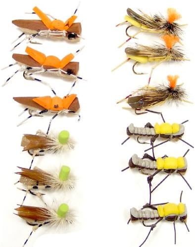 Trout Fly Assortment - Foam High Visibility Grasshopper Collection #5 1 Dozen Fly Fishing Flies