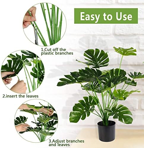 Toopify 28" Fake Plants, Artificial Monstera in Black Pot for Office Decor