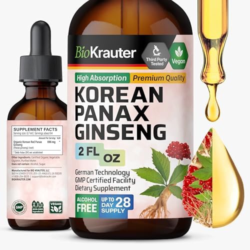 BIO KRAUTER Korean Panax Ginseng Tincture, Immune & Energy Support, 4 Fl.Oz