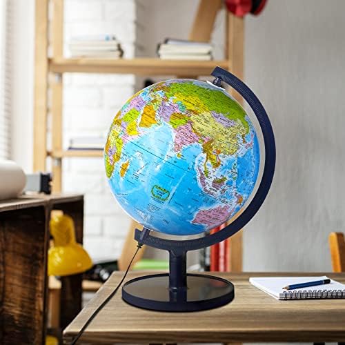 Interactive 10" Globe for Children with Stand (DIY) - App-Compatible, 400 Wonders, 1000+ Facts, LED Constellations, STEM Globe