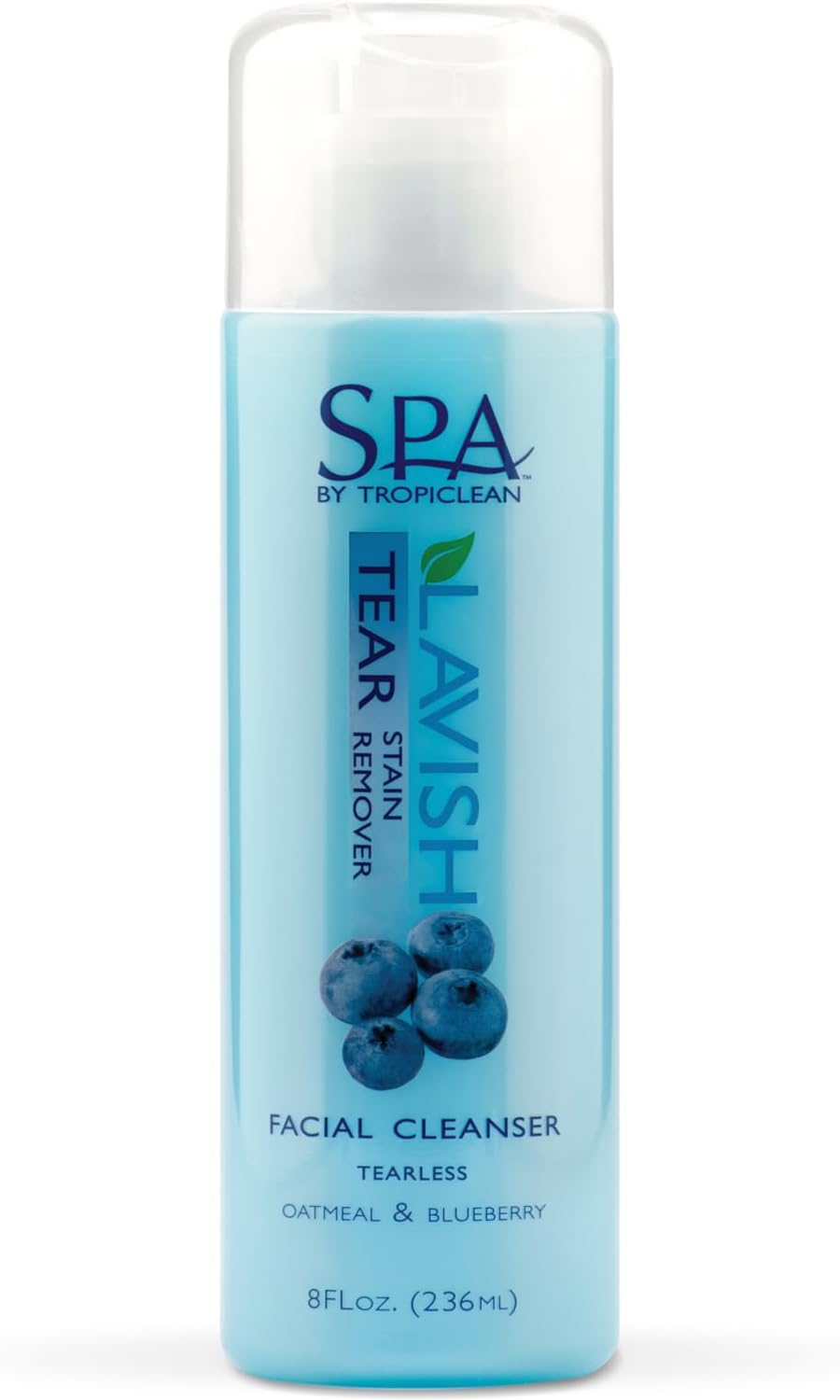 TropiClean SPA Tear Stain Remover for Dogs, Blueberry Facial Shampoo, 8oz | Tear Stain Remover | Whitening & Brightening | Tearless | Odor Eliminator | Made in USA