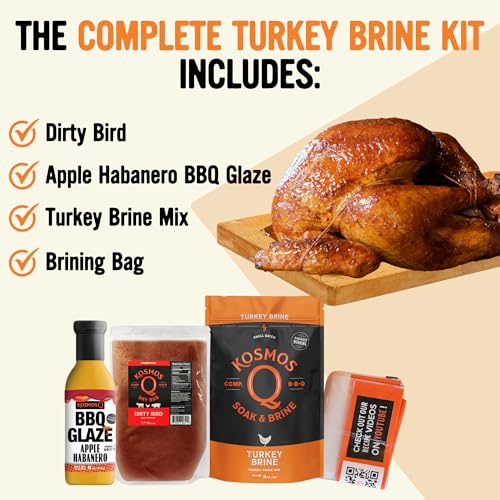 Kosmos Q Chicken Brine Soak, Brown Sugar & Worcestershire Spice Mix For Whole Bird, Breasts, Tenderloins, Grilling, Roasting, Smoking, Locks In Moisture, Savory Flavor, Easy Mix Directions, 16 Oz Bag