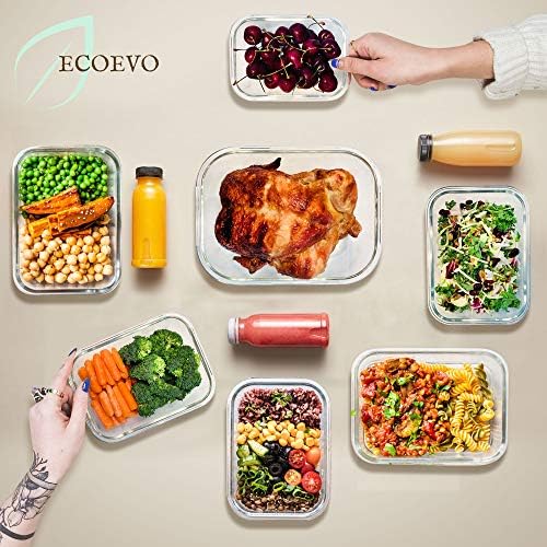 Glass Food Storage Containers Set, Large Size Containers with Lids, BPA-free Locking lids, 100% Leak Proof Glass Meal Prep Containers